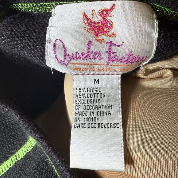 Quacker Factory SZ M Ugly Christmas Cat Snowman Sweater Scarf Embroidered Winter - Picture 11 of 13